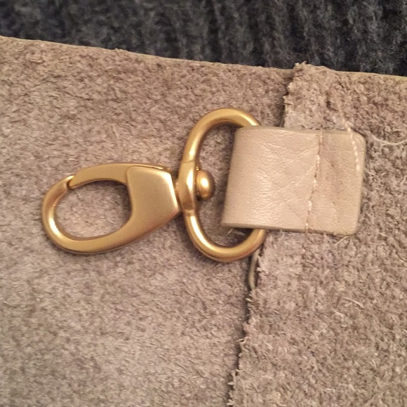 Price Drop! Levity Beige Leather Crossbody Tote Golden Studs - Picture 6 of 7